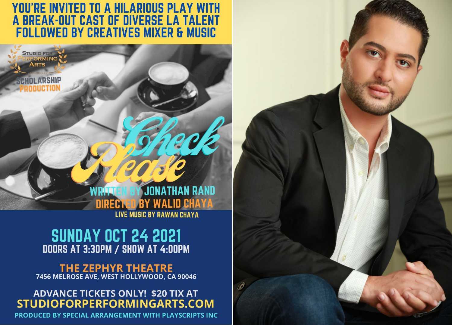 Hollywood News: Walid Chaya Directs ‘Check Please’ A Hilarious Comedy Followed By A Creatives Mixer!