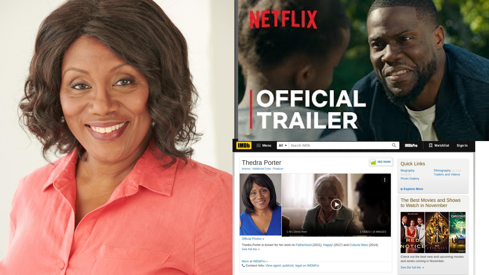 Hollywood News: Actress Thedra Porter Film Updates & Starring in Netflix Feature  ‘Fatherhood” ft Kevin Hart!